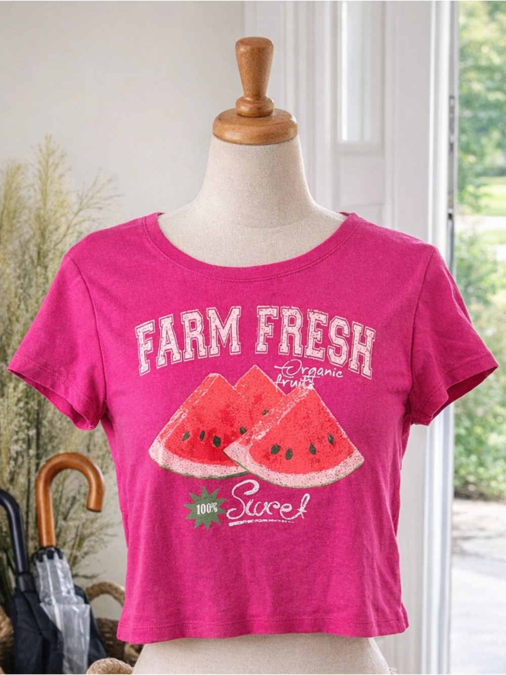 No Boundaries Hot Pink Graphic Crop Tee